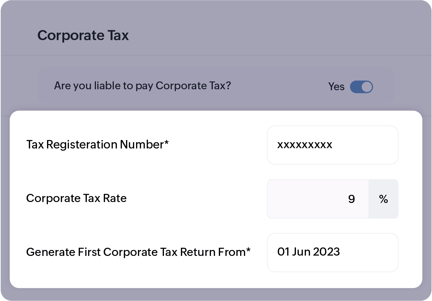 Enter the tax registration number to generate the UAE Corporate tax report
