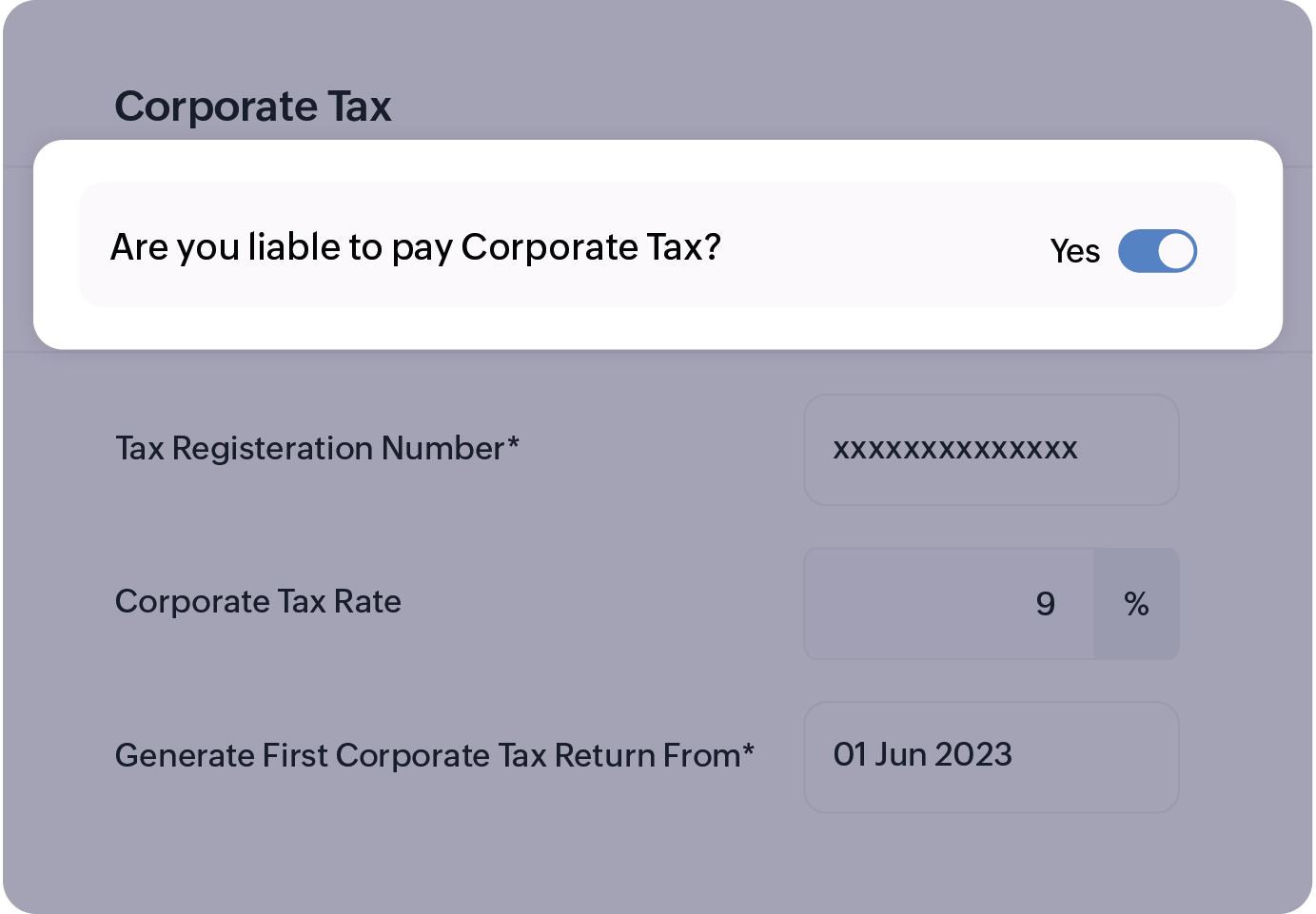 Enable UAE Corporate tax for your organization