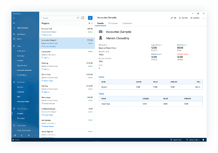 Project Management | Download Bookkeeping Software - Zoho Books