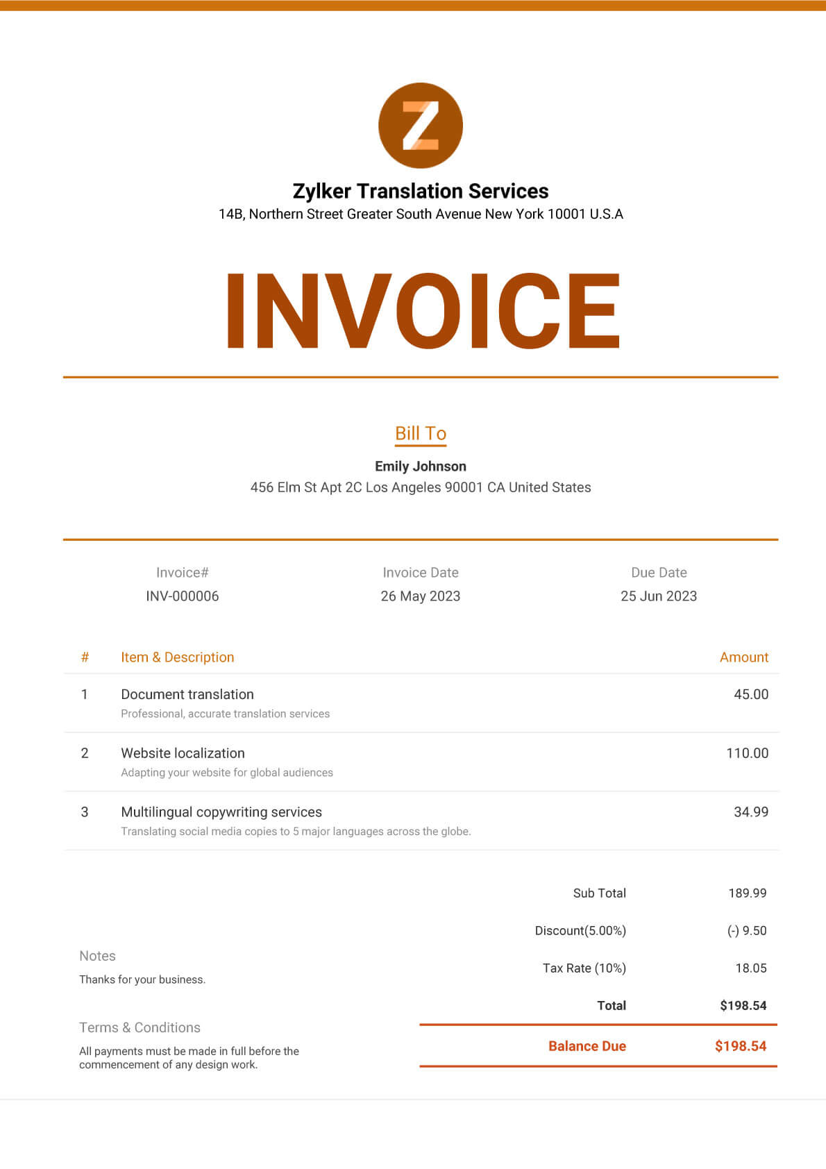 Simplify Freelance Billing Freelance Invoice Templates Zoho Invoice