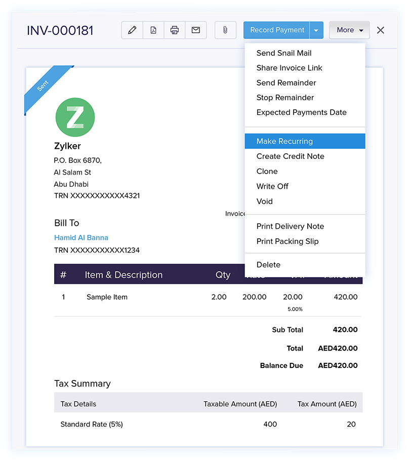 Recurring Billing - Invoicing and Accounting Software | Zoho Books