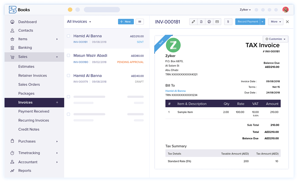 Professional Invoicing - Accounting and Invoice Software | Zoho Books