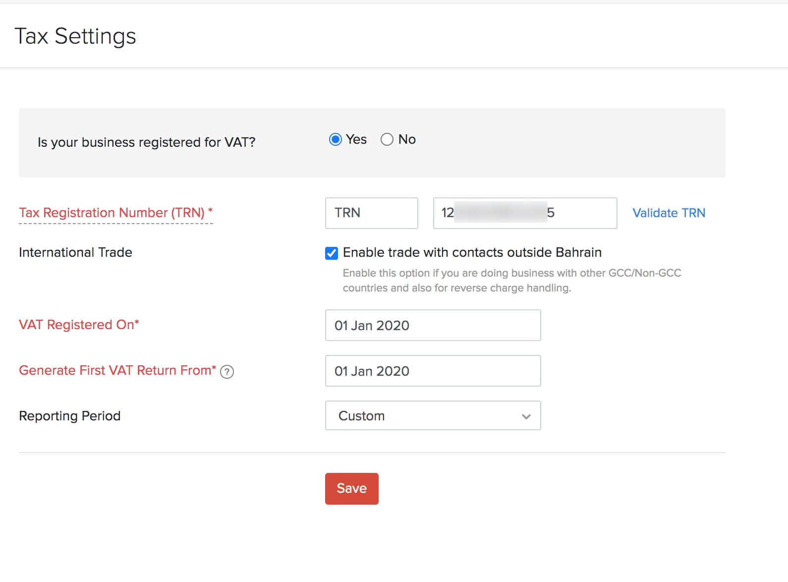 VAT Settings