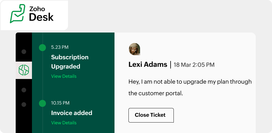 Get a holistic view on your customer's question and their billing records. | Zoho Billing