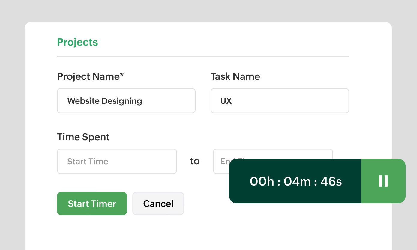 Preview of timesheet/project management within Zoho Billing | Zoho Billing Preview of timesheet/project management within Zoho Billing | Zoho Billing