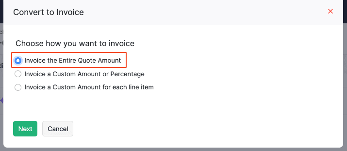 Invoice Entire Amount