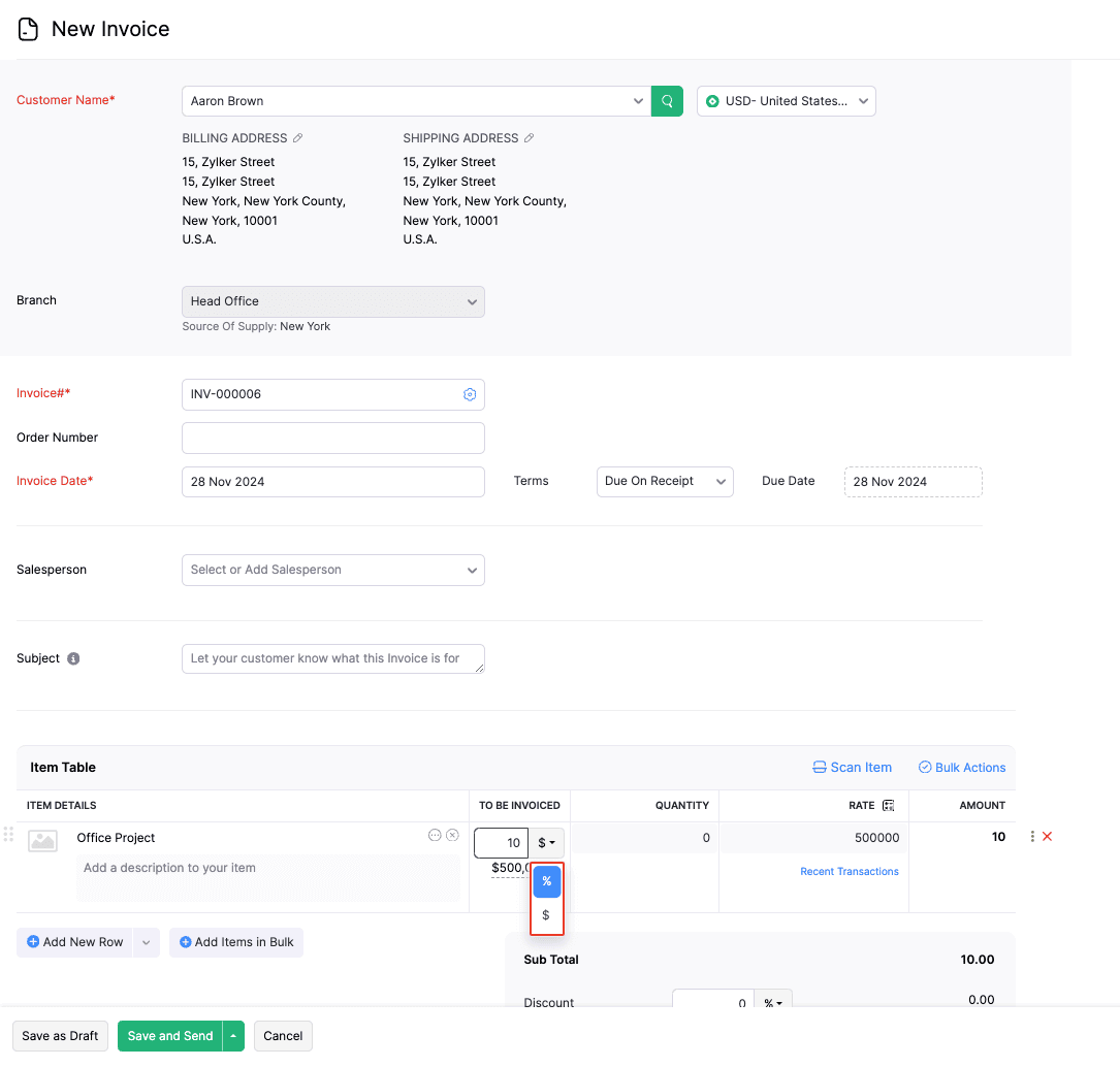 Enter Line Item Amount