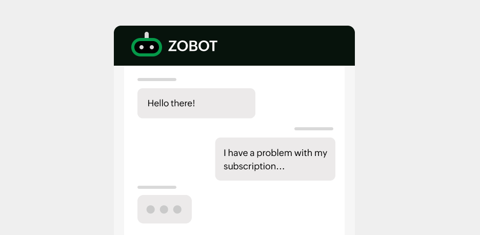 Zobot assisting a customer. | Zoho Billing