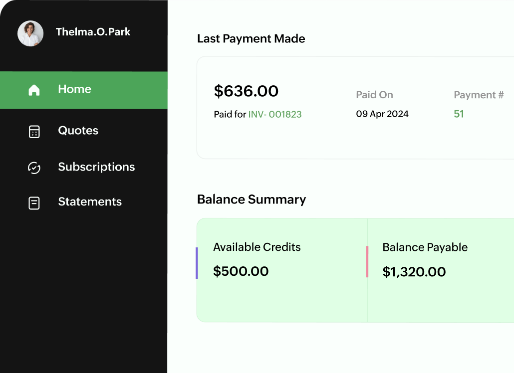 Customer portal to keep your customers in the loop on all things billing | Zoho Billing