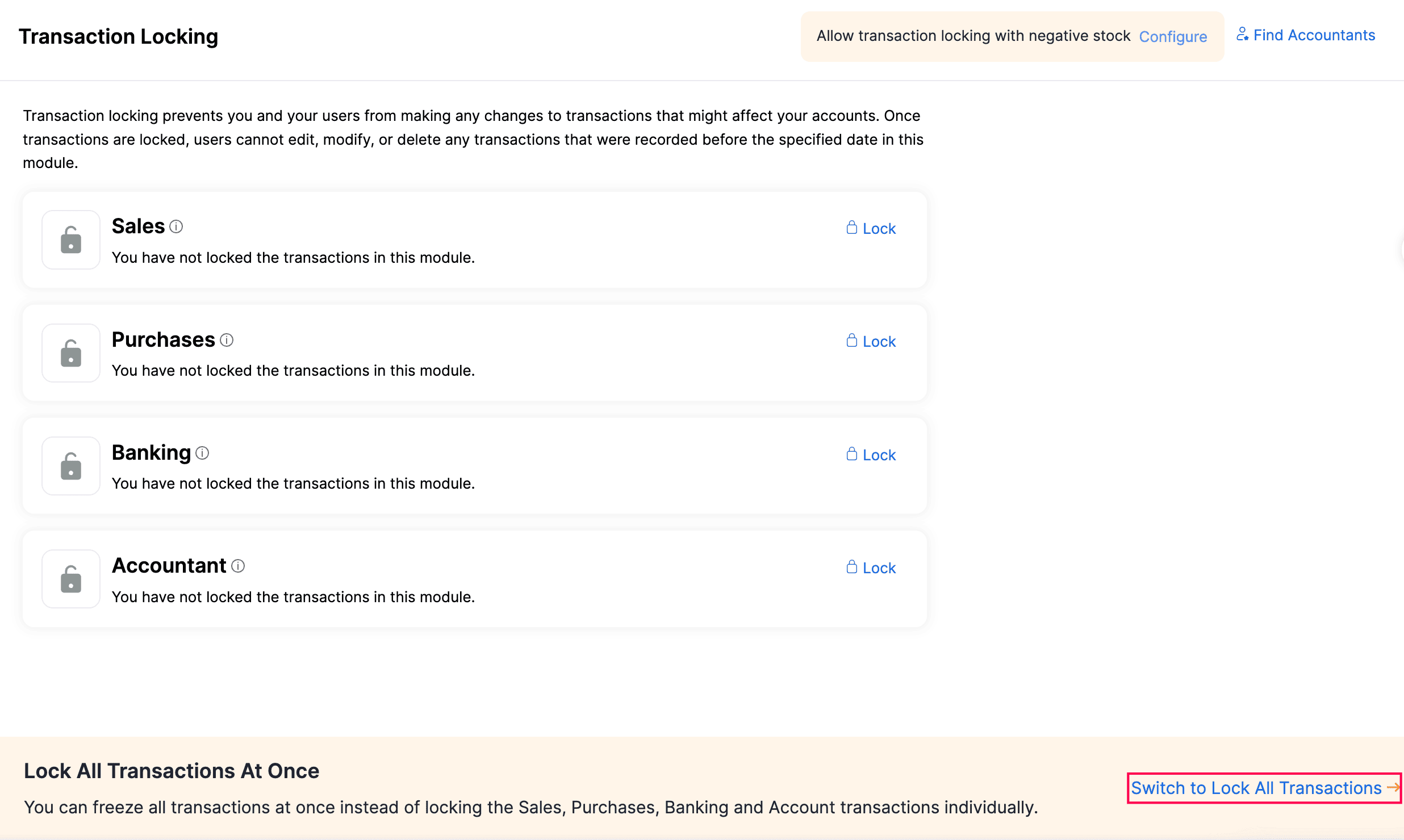 Lock All Transactions In Zoho Books