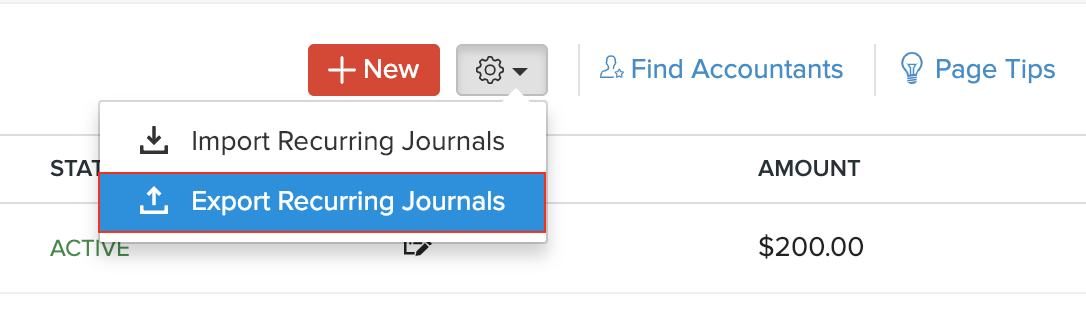 Select Export Recurring Journals