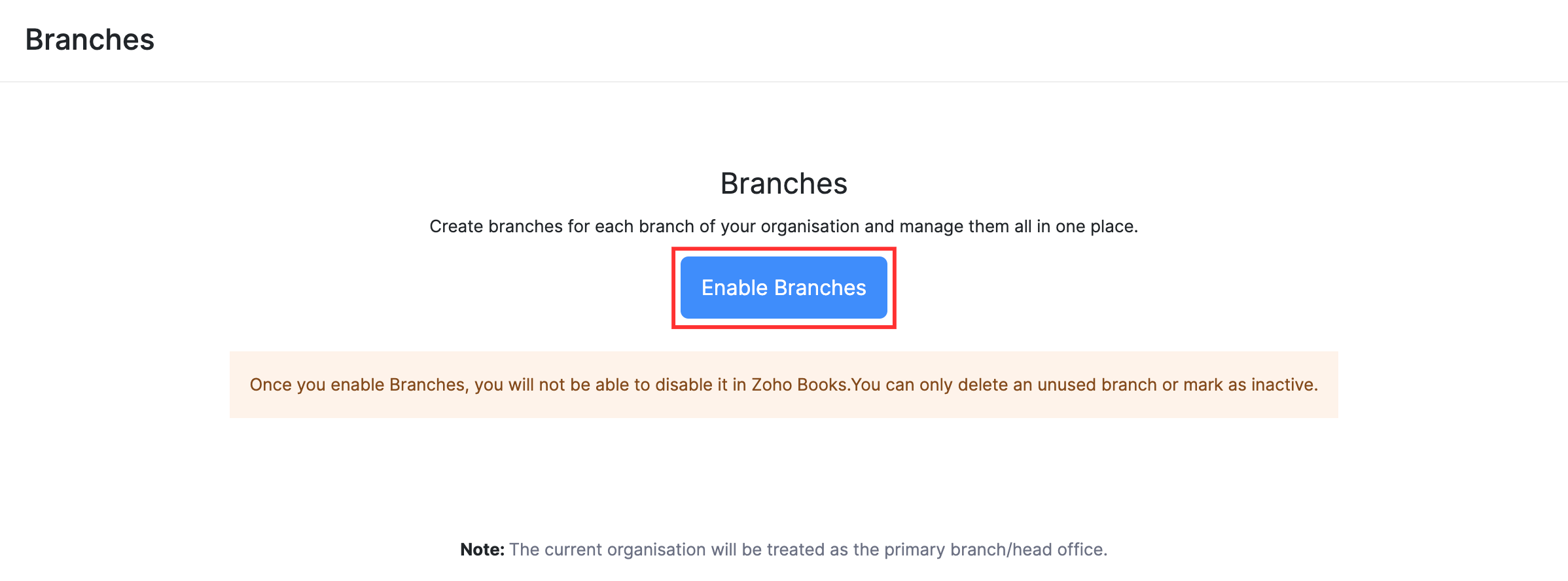 Basic Functions In Branches Help Zoho Books