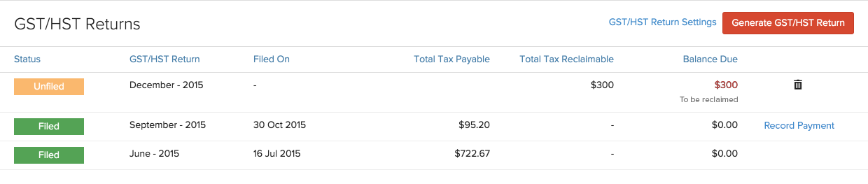 GST/HST Returns List