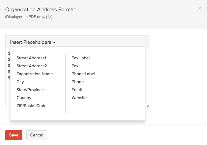 Organization Address Format