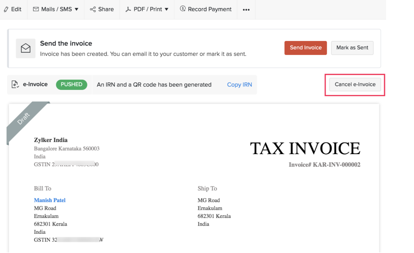 cancel invoice simple