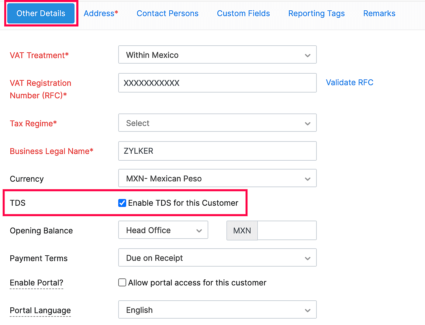 Customer and Vendors TDS