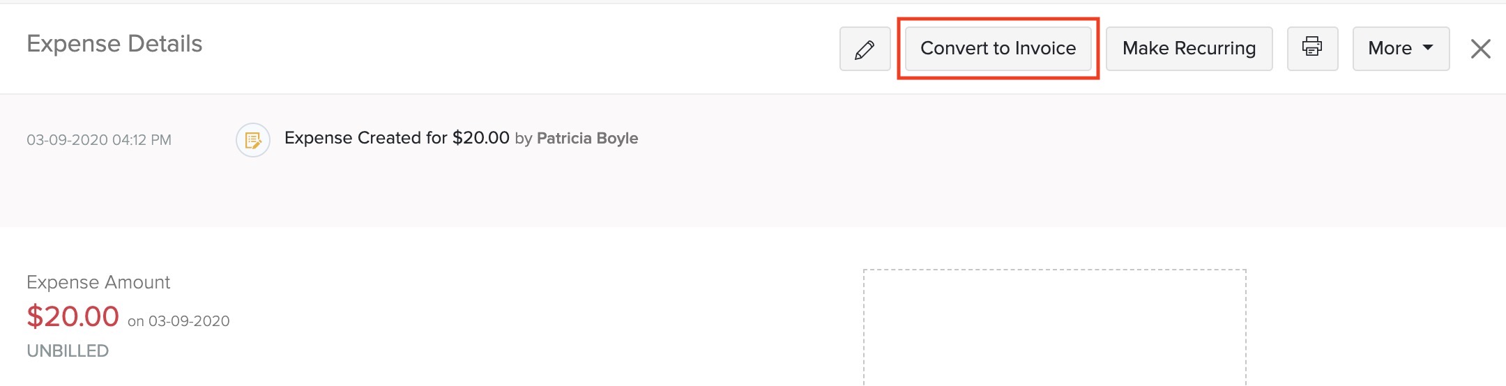 Convert Expense into Invoice