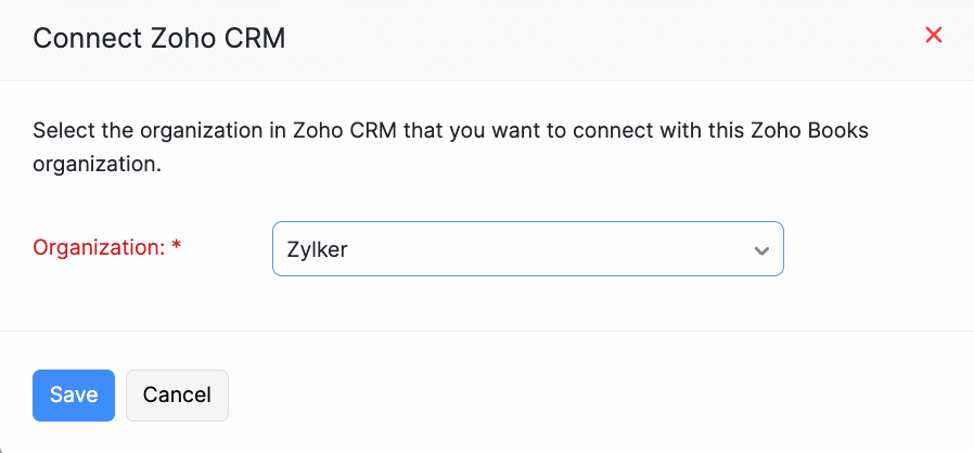 Select Zoho CRM Pop-up