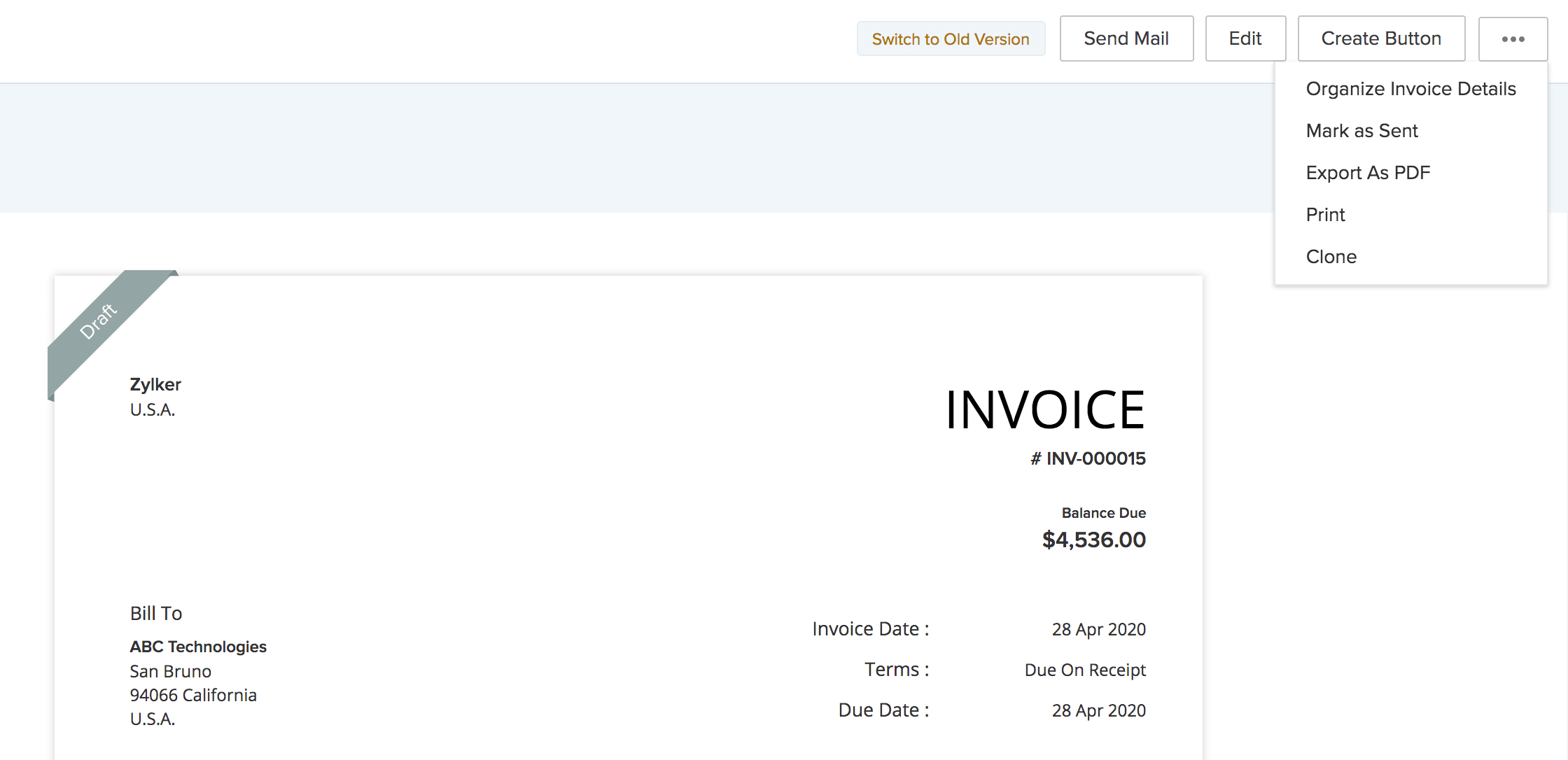 Invoice Options