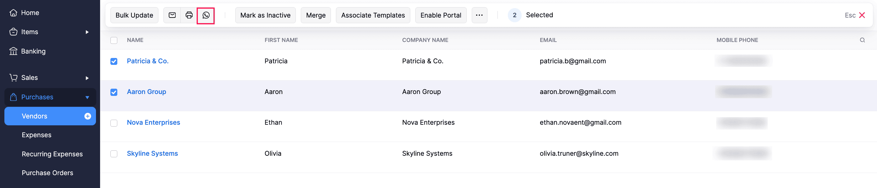 Send Vendor Notifications in Bulk