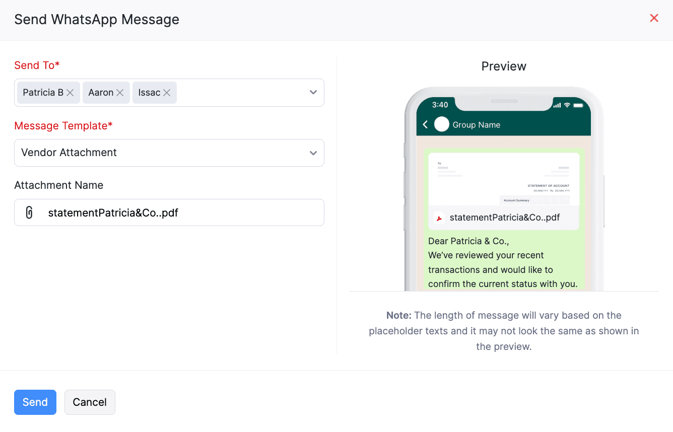 Send Vendor Notification