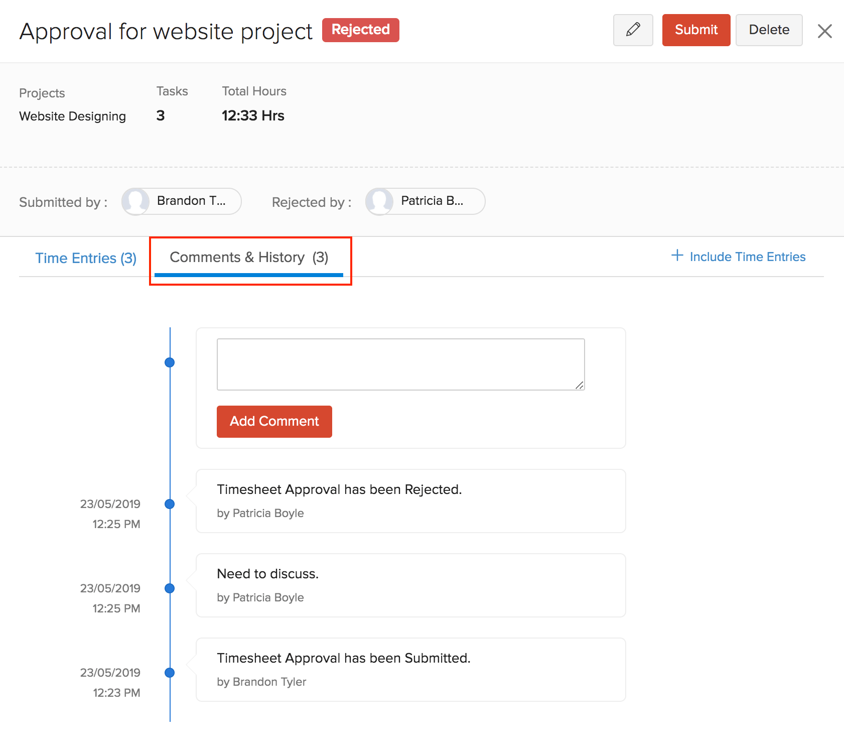 Comments and History of Approval