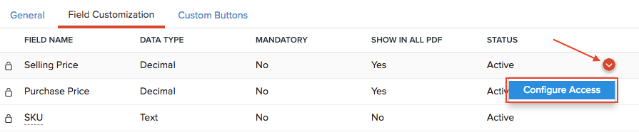 Configure Access for Custom Fields