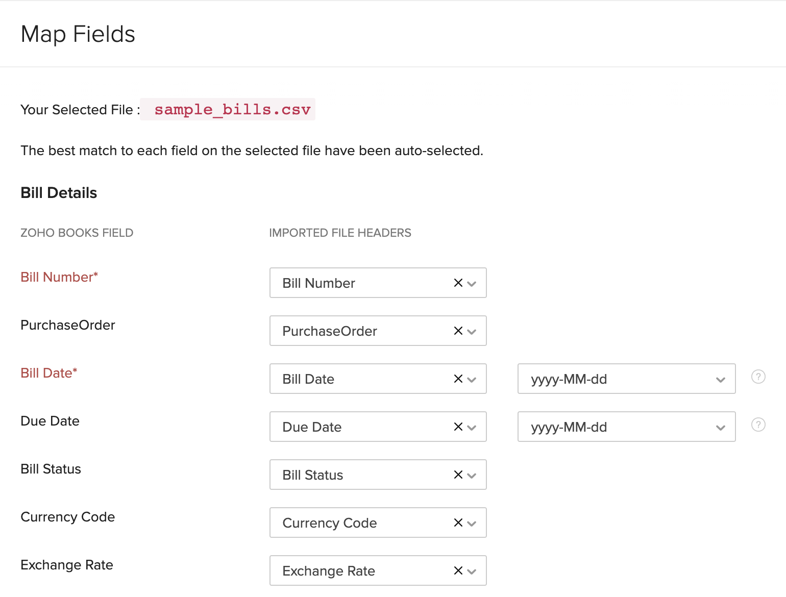 Map Fields