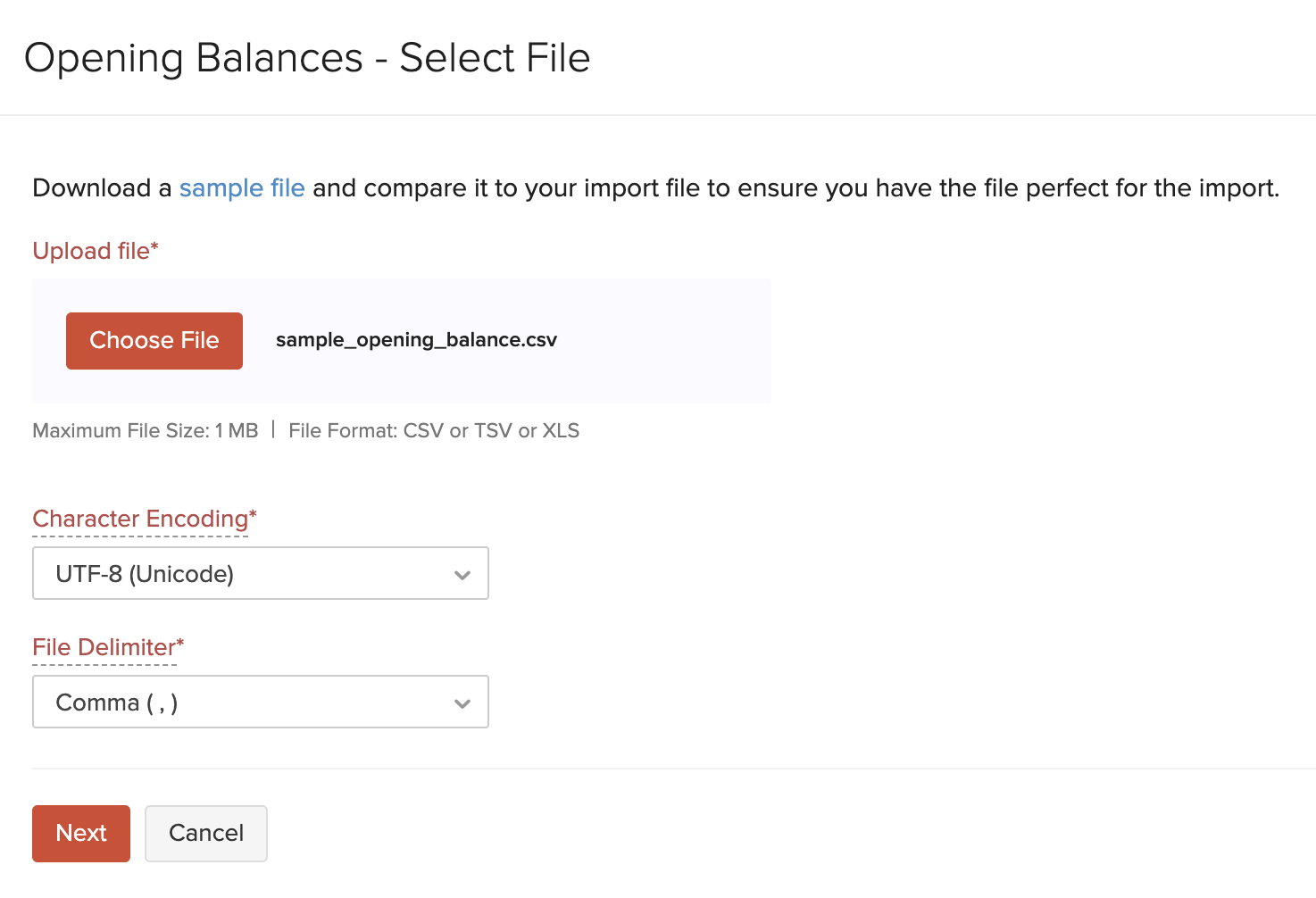 Import Opening Balances