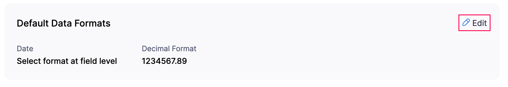 Default Data Formats