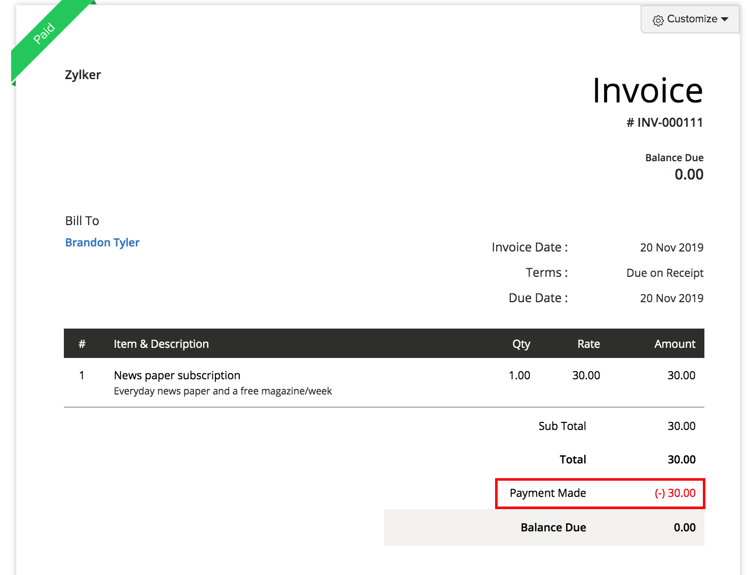 zoho invoice verify view