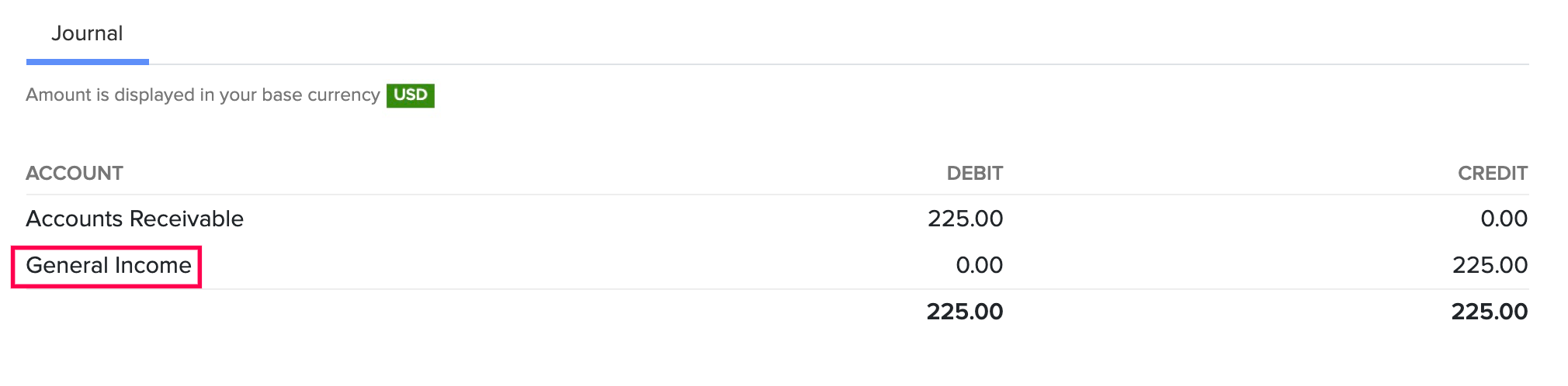 Journal with Billable Preference configured