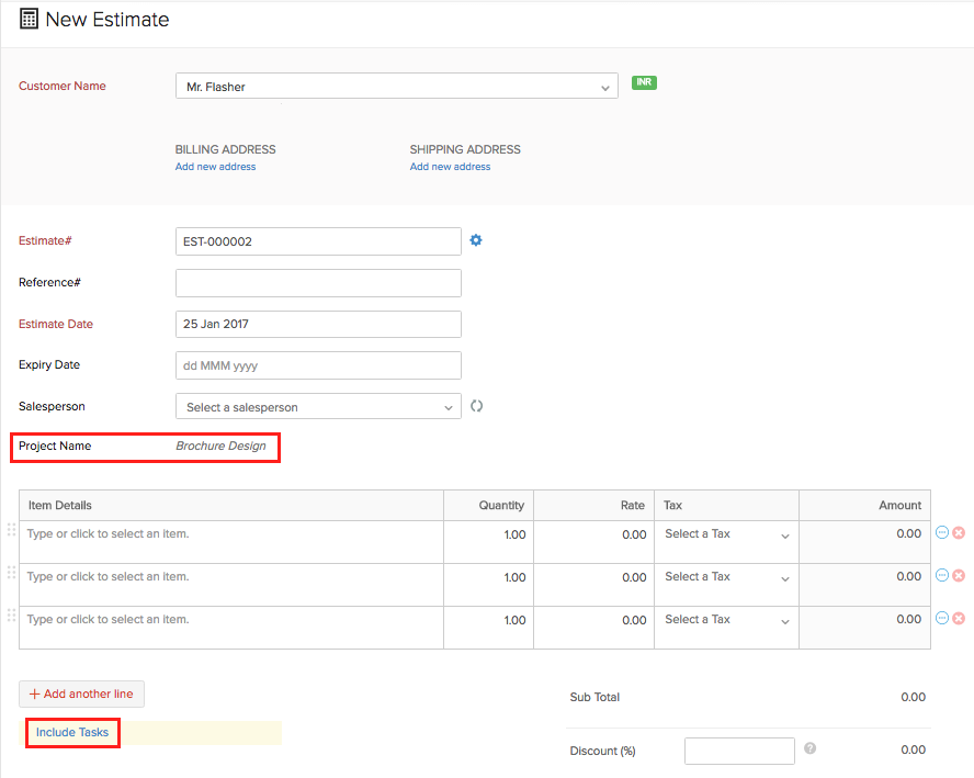 Zoho Books | Timesheet | Charge Customer