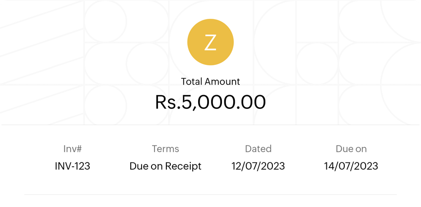 Professional invoice on Zoho Books