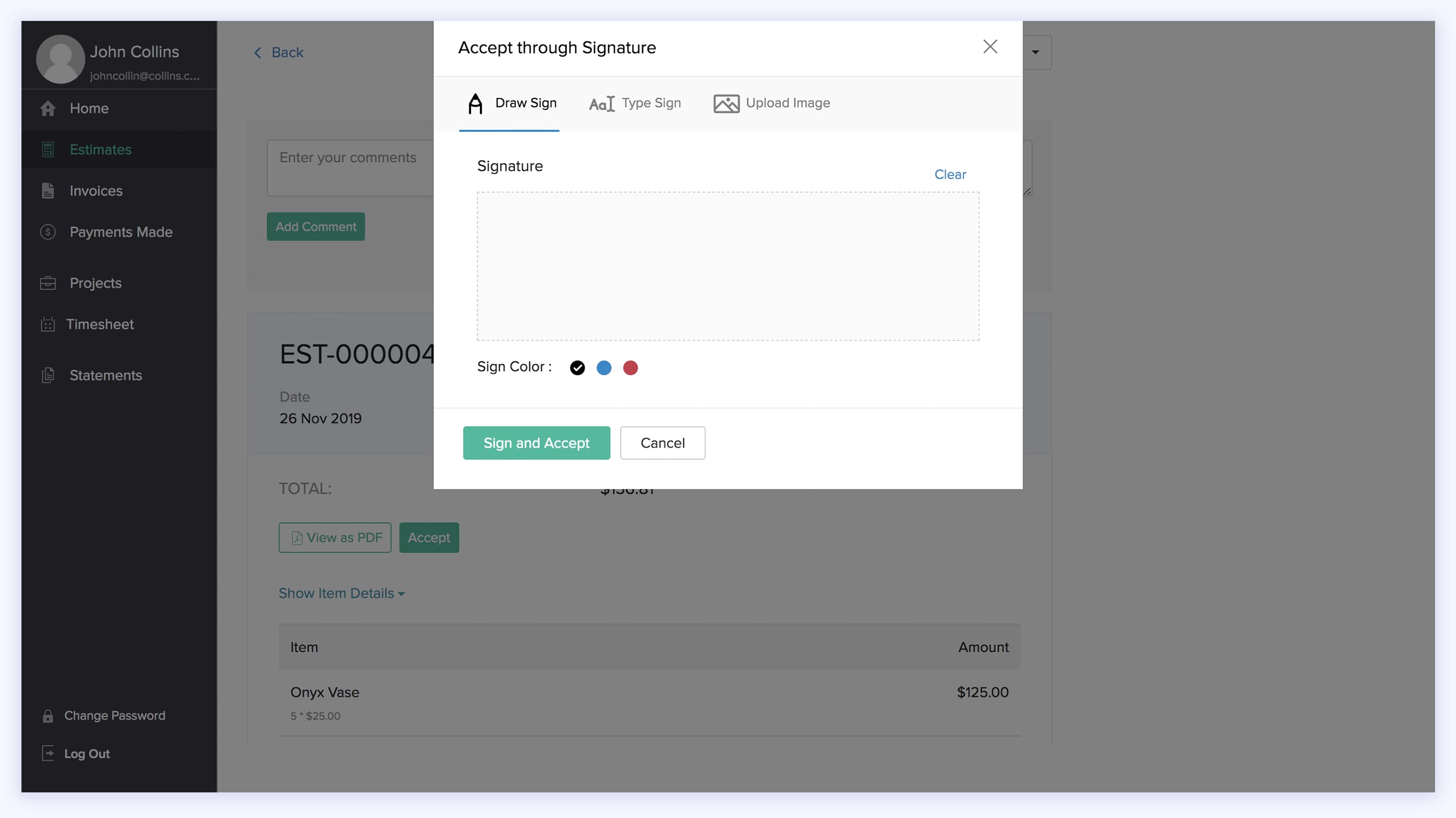 Zoho Books - Zoho Sign | Integration