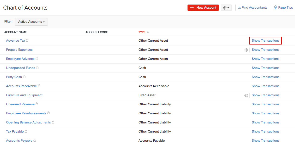 chart of accounts