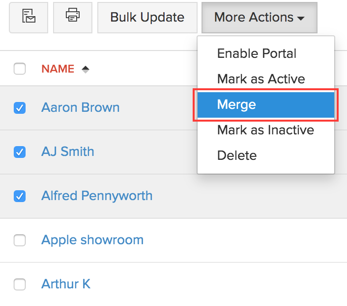 merge multiple customers/vendors