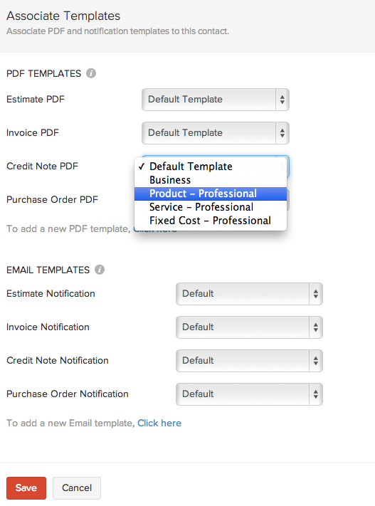 Associate personalized templates to contacts