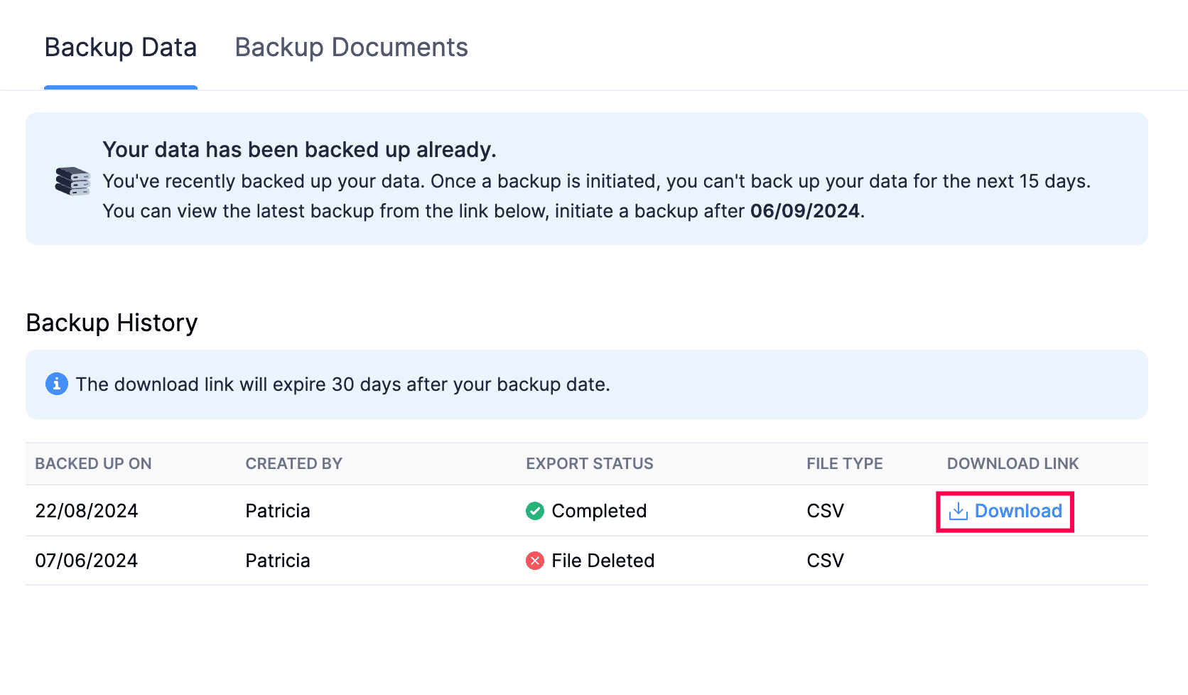 List of backups