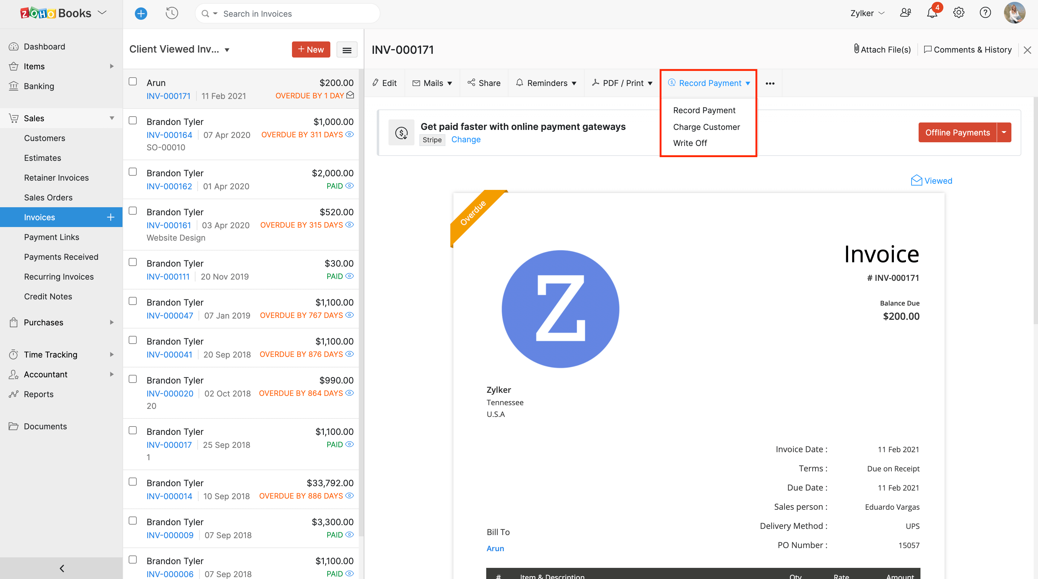 zoho invoice