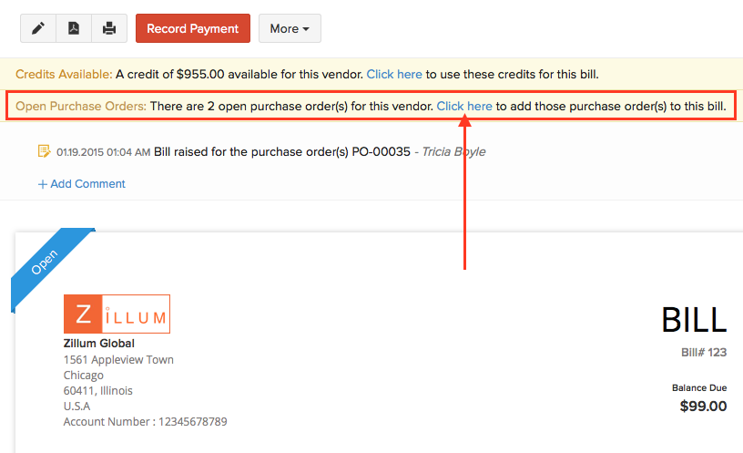 Open Purchase Orders in Window