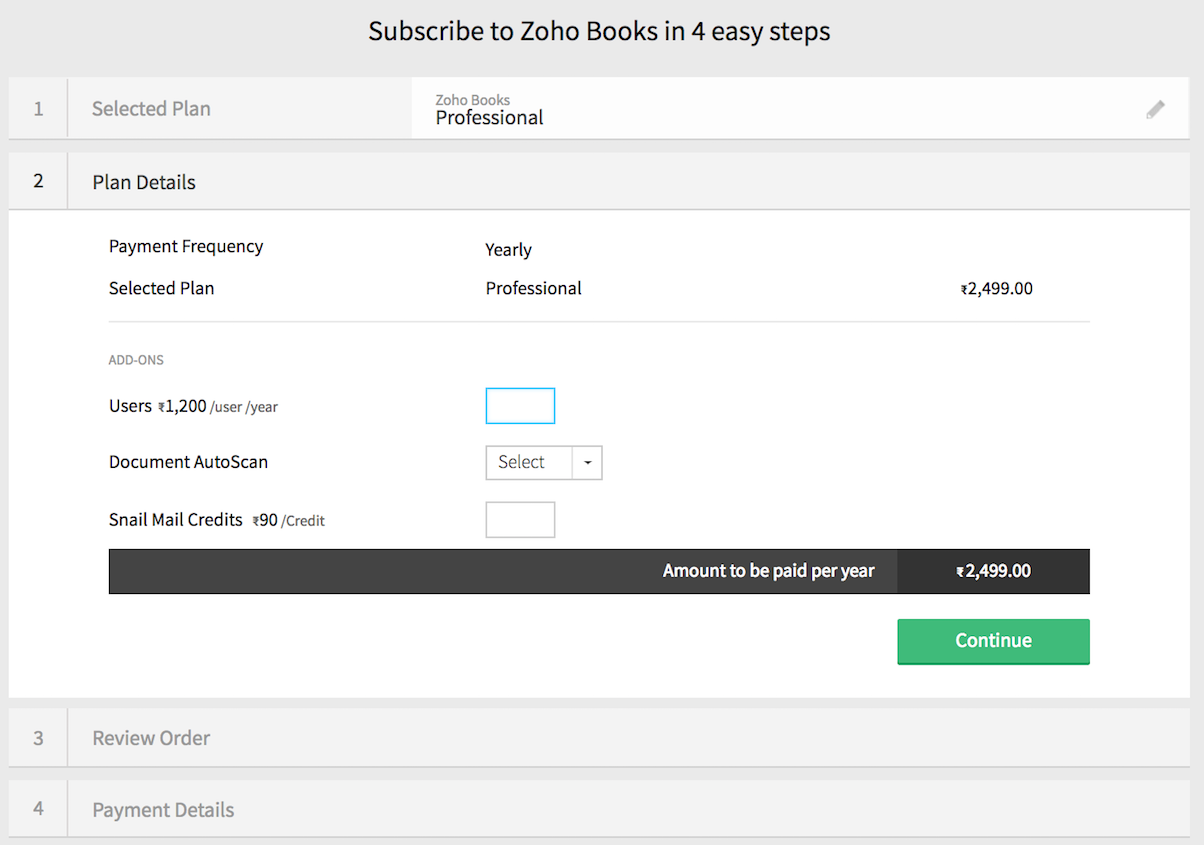 Upgrade your account | FAQ | Zoho Books