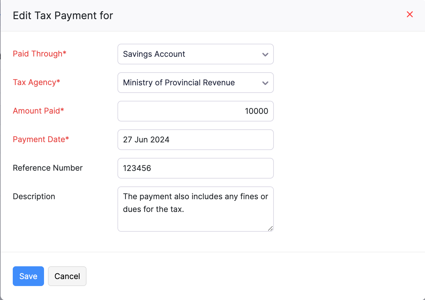 Edit Payments