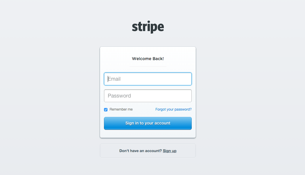 Stripe login