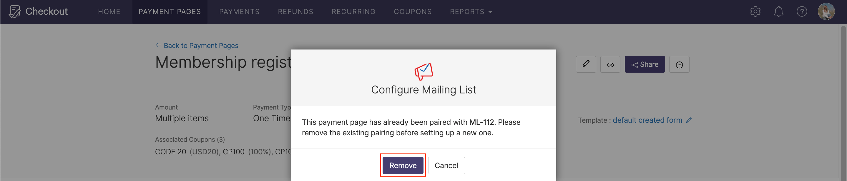 Removing existing Campaigns mailing list