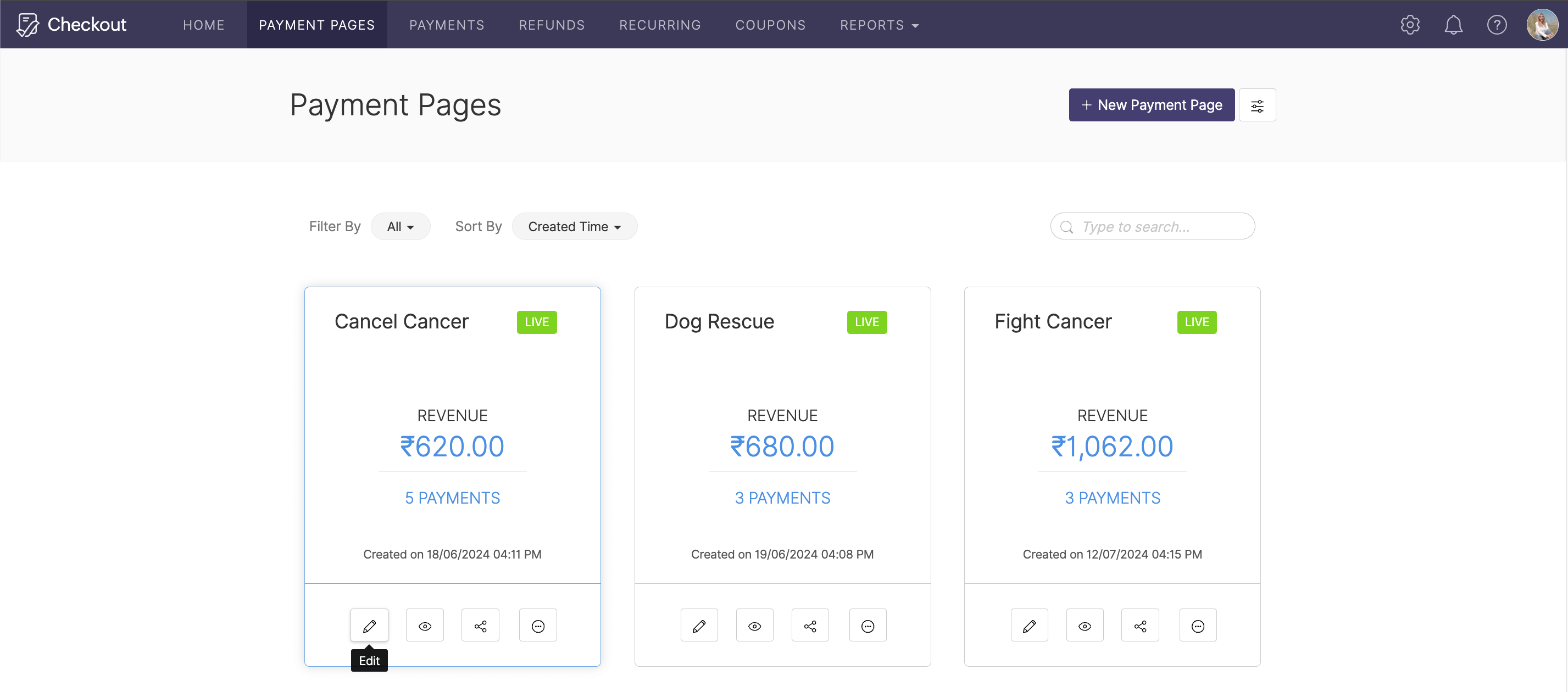 Making changes to the payment page image