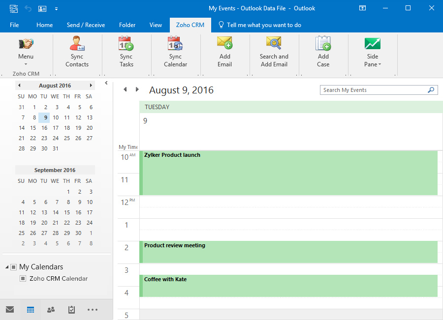 Plan your week and monthly activities within CRM Zoho CRM
