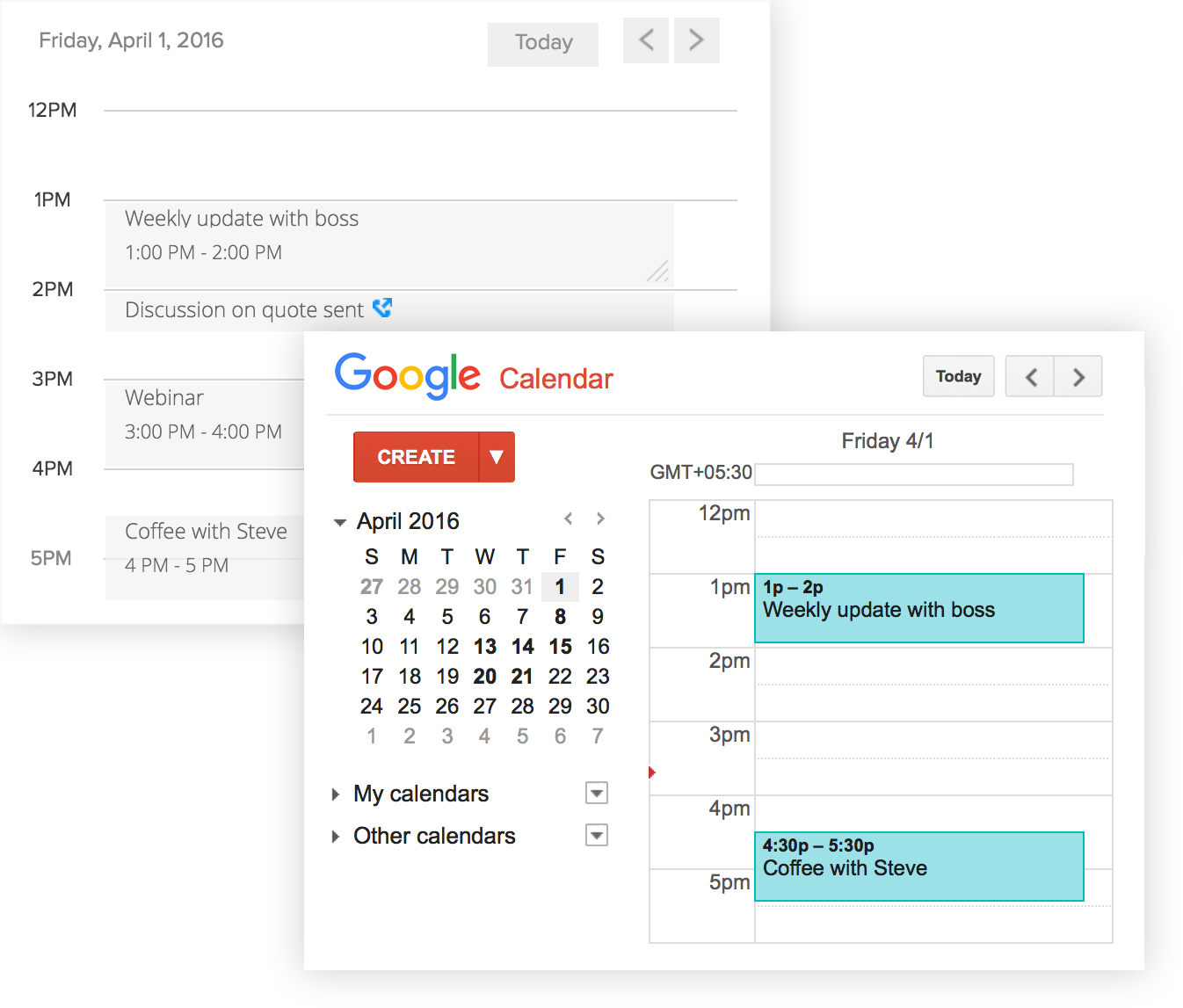 Plan your week and monthly activities within CRM Zoho CRM