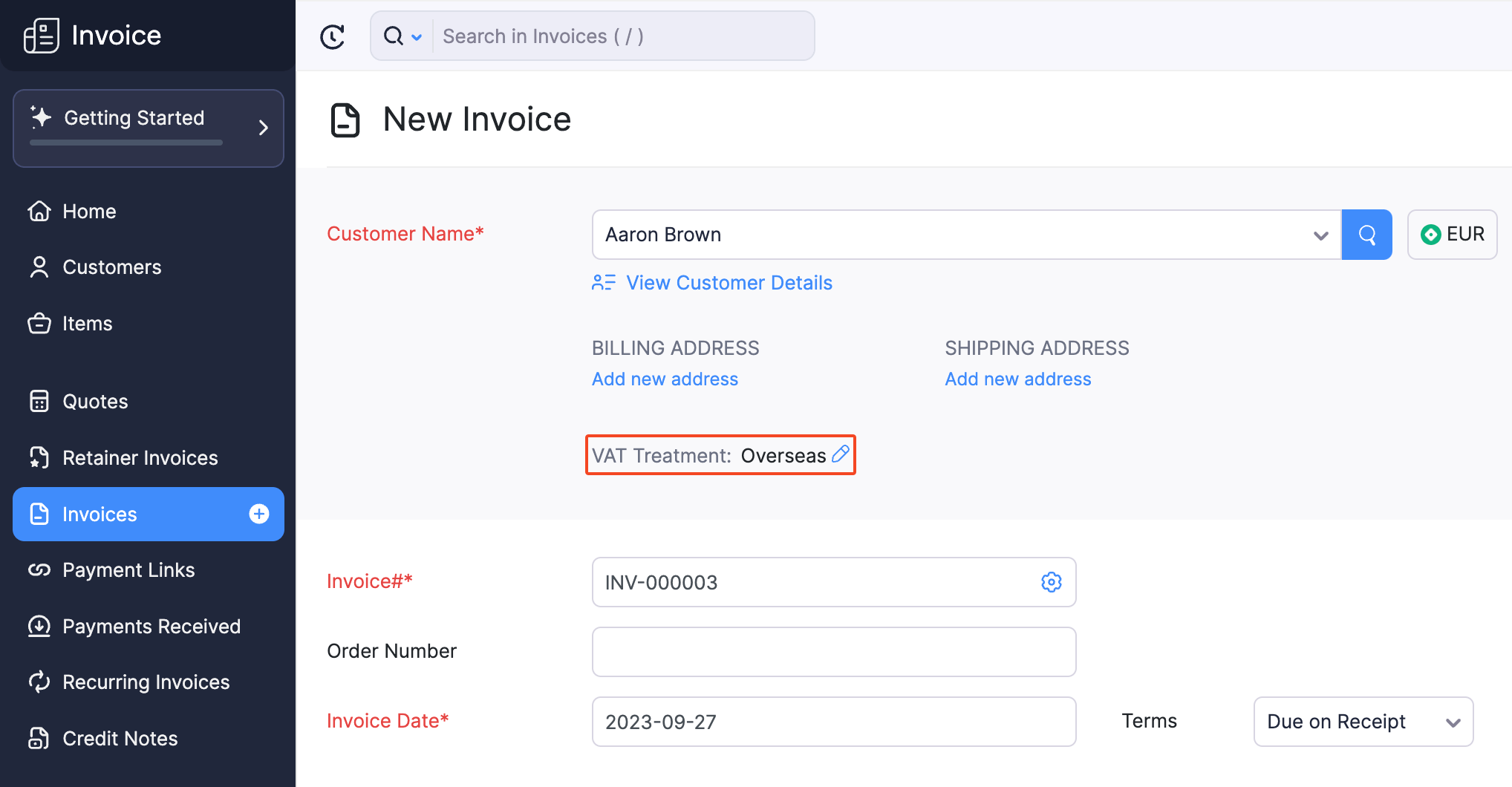 Overseas VAT Treatment