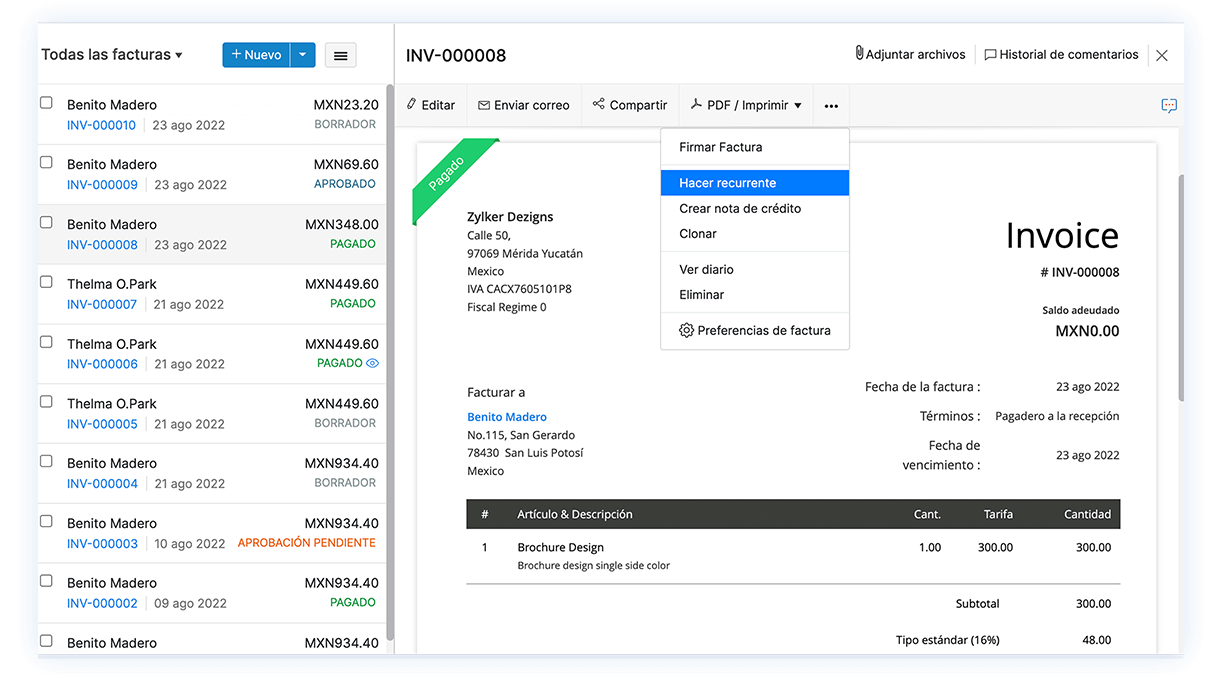 Facturación periódica - Software de facturación y contabilidad | Zoho Books